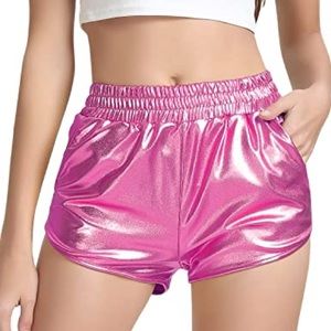 ☀️ Pink Metallic Short Shorts